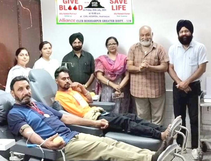 Alliance Club Greater organized a blood donation camp dedicated to the 25th Kargil Vijay Diwas